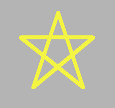 Shows an image of a star shaped with yellow lines